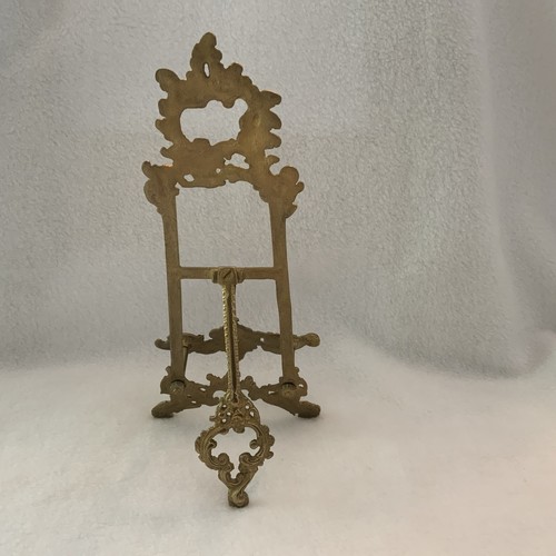 Vintage Ornate Brass Easel Picture, Book Or Plate Display 9 1/2” Tall - Picture 3 of 4