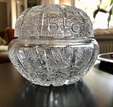 Vintage EDEL Glasdose Schale m. Deckel Bonboniere Kristallglas Schliff