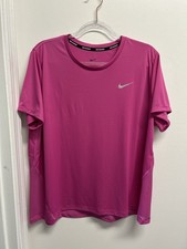 Nike Dri-Fit Running Women's Hot Pink T-Shirt Moisture-Wicking Size 1X Mesh Back