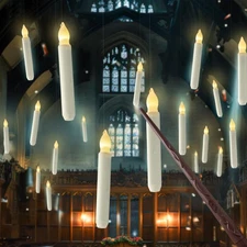 Homemory Hanging Floating Candles with Wand Remote and Warm White Light 