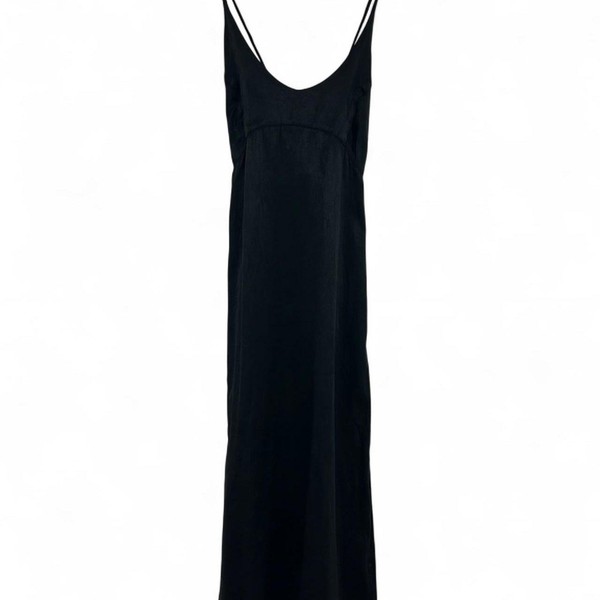 Vintage Dangerfield Black bias Satin Slip Midi Dress Size 8