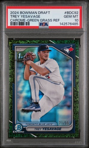 Trey Yesavage [Green Grass Refractor] #BDC-92 2024 Bowman Draft Chrome card