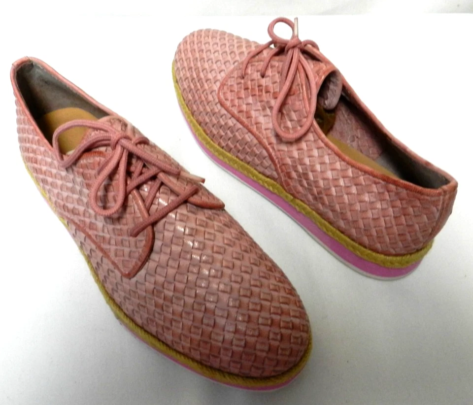 Zapatos con cordones TS de cuero tejido brogue Oxford suela Eva ribete de paja NUEVO Talla 7 Foto 4 de 4