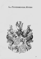 1820 Pfistermeister Crest Nobility Coat of Arms Heraldry Copperplate Engraving