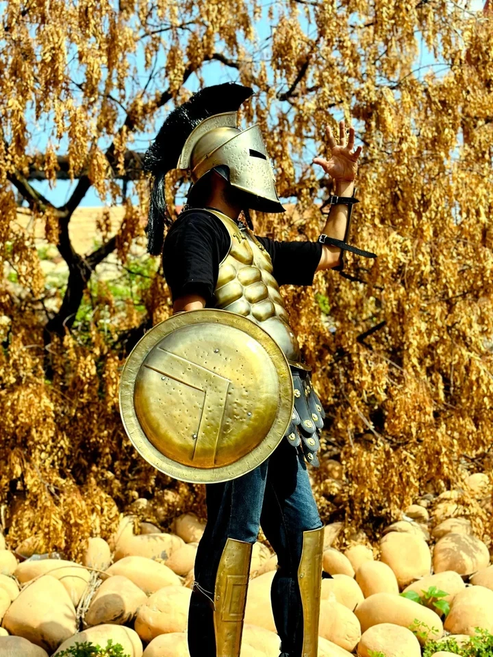 300 King Leonidas Traje Espartano 300 Película Griega Músculo Completo Halloween Usable Foto 4 de 4