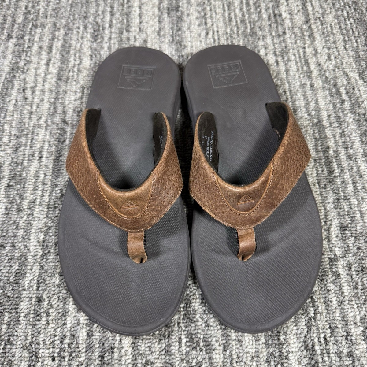 Reef Leather Brown Strap Flip Flops Men’s Sz 9 C-17 CLK View 3