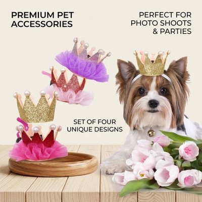 Pet Birthday Crown Hat Dog Cat Party Hat Lace Pearl Adjustable Photo Prop | eBay Pet Birthday Crown Hat Dog Cat Party Hat Lace Pearl Adjustable Photo Prop | eBay