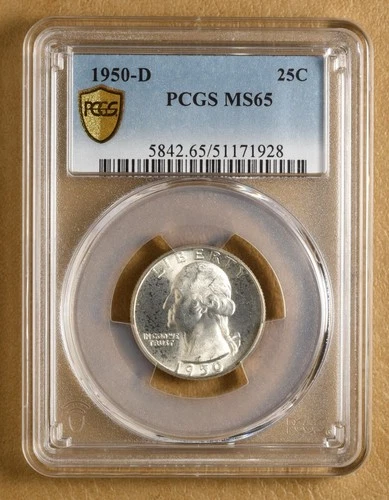 1950 D Washington Silver Quarter PCGS MS65