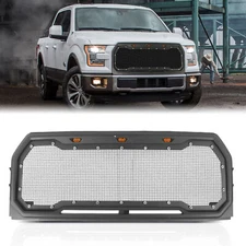 Fits 2015-2017 FORD F150 Grille Raptor style Front Bumper Grill W/LED Black