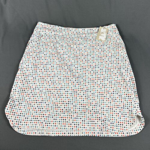 Peter Millar Womens Golf Skort Geo Print Large White Polyester NWT MSRP $99