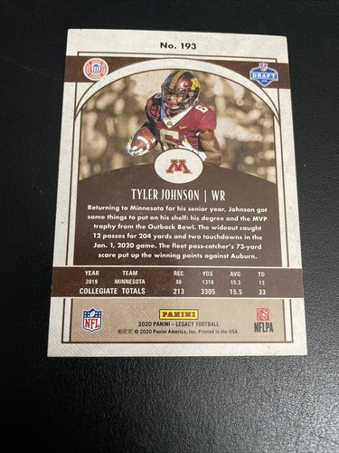 2020 Legacy Tyler Johnson Rookie Blue #193 Minnesota 43/50 Serial Numbered - Picture 2 of 3