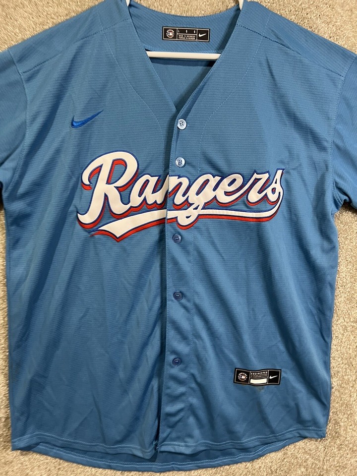 Nike Texas Rangers Jersey Mens Large Light Baby Blue Powder Rare
