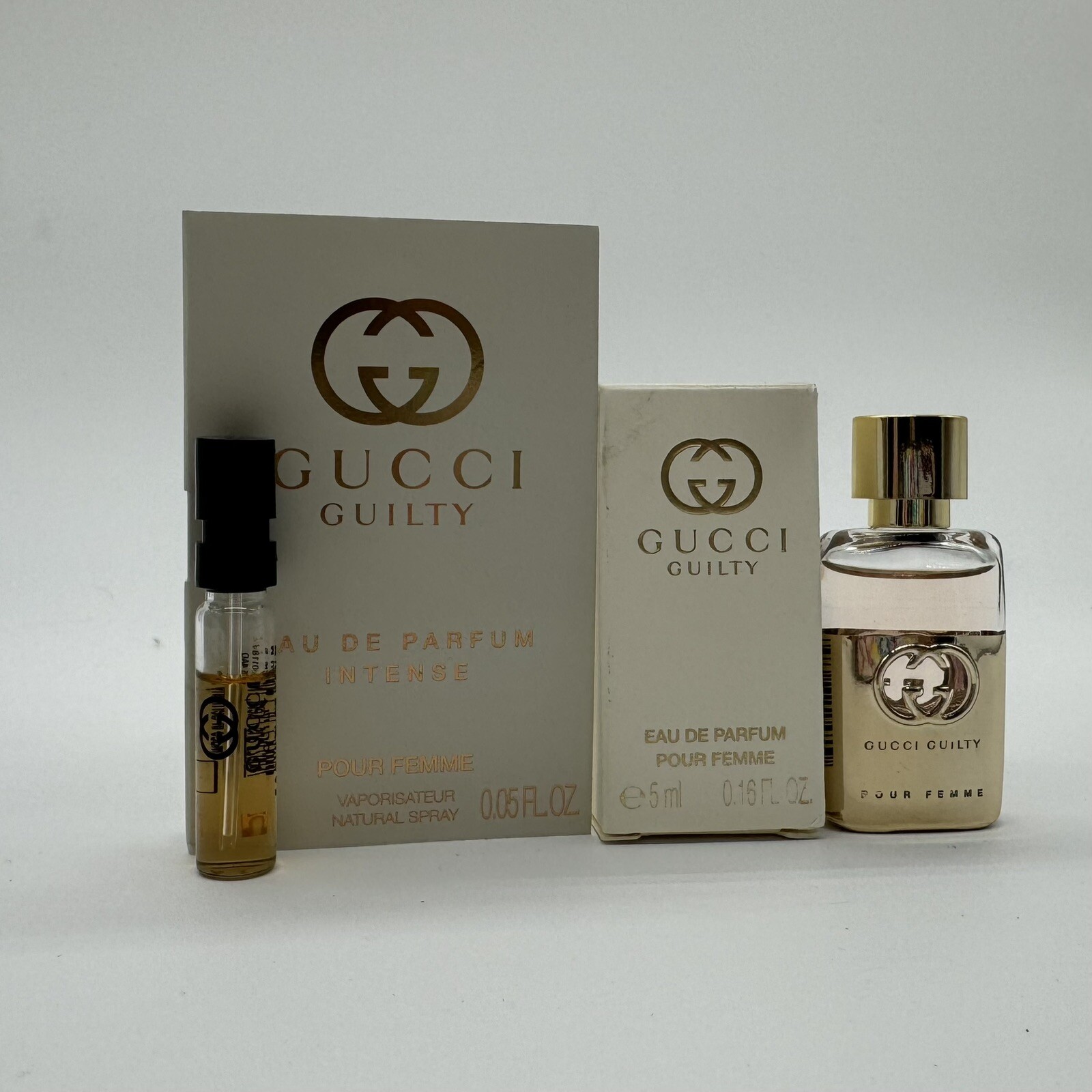 Gucci Guilty Pour Femme Eau De Parfum 5ml Mini & Pour Femme Intense 1.5ml Sample