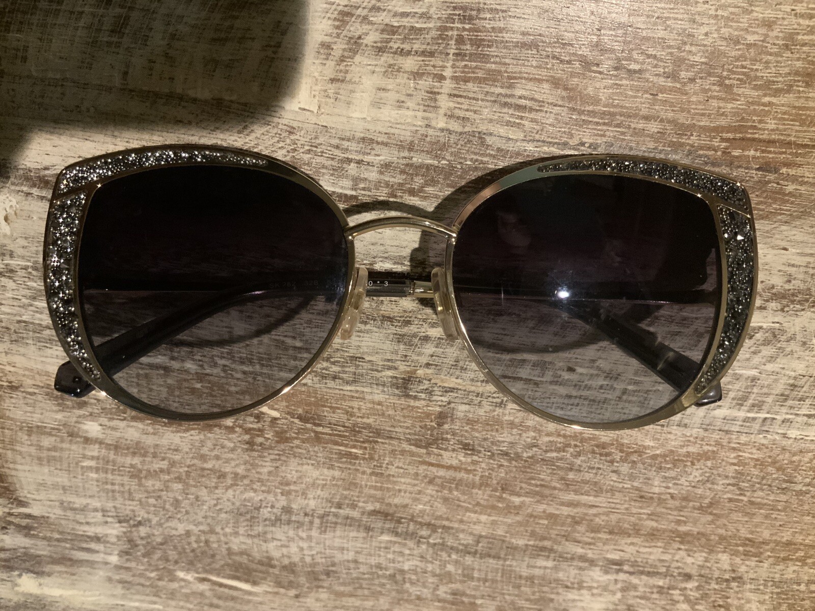 Swarovski Cat Eye Sunglasses Jet Charcoal Crystaldust Crystals Black-image