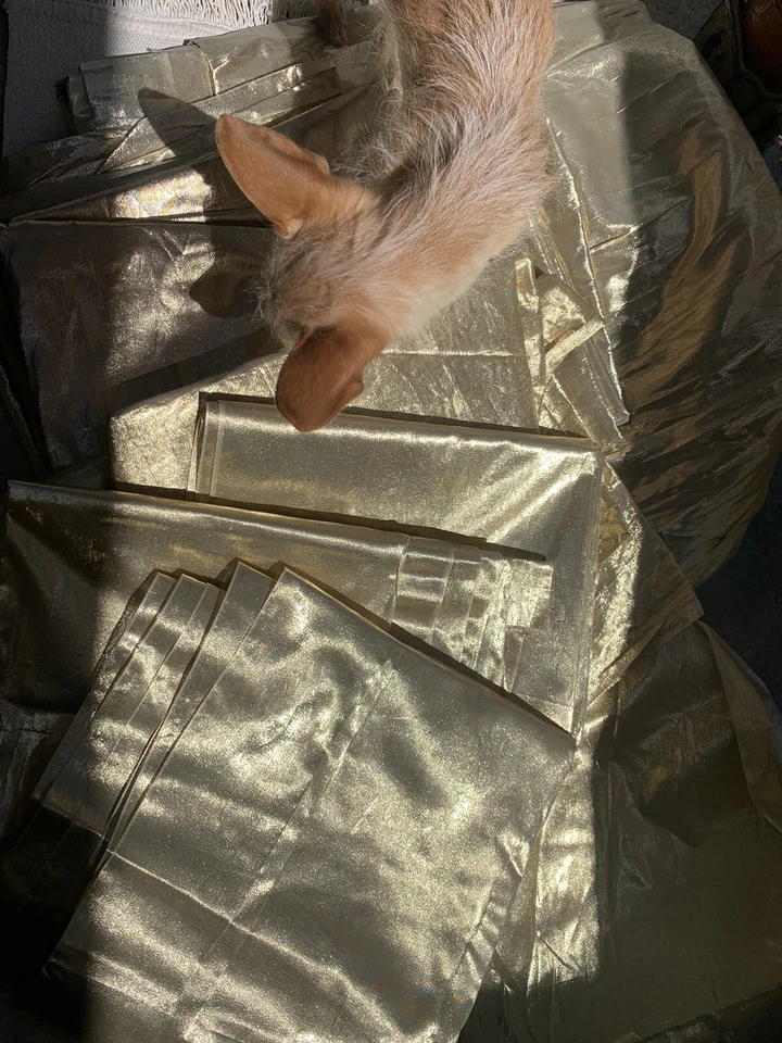 Vintage Gold Lamet Fabric Lot 40+ Yards - Image 2 of 4