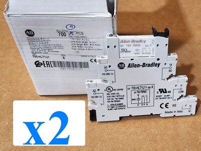 x2 New Allen Bradley 700-HLT1U1 TERMINAL BLOCK RELAY W/ SOCKET 6A RELAY SPDT