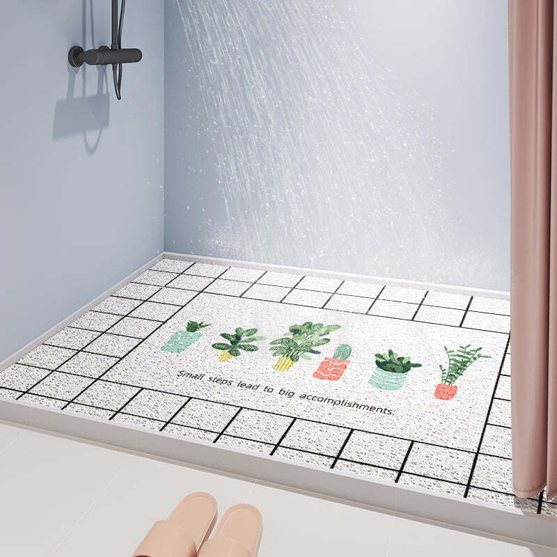 Small Green Plants PVC Bathroom Mat