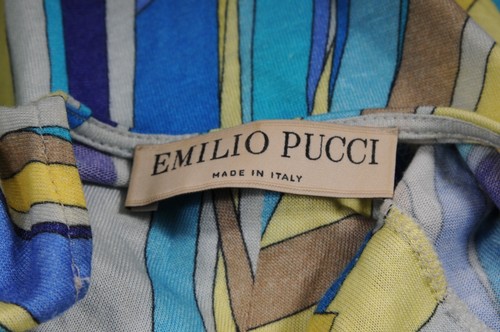 Emilio Pucci Damen V-Ausschnitt Tank Top blau gelb Mosaik Viskosemischung Shirt Bluse - Bild 8 von 8