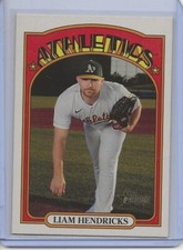 2021 Topps Heritage 28 Liam Hendricks front 2020 World Series Wrong Back error
