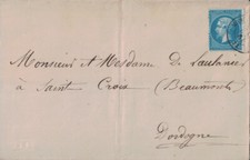 DORDOGNE - MONTIGNAC - EMPIRE - N°22 - OBLITERATION CAD - 21-12-1864 - ENVELO