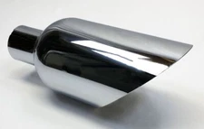 Exhaust Tip 2.25" Inlet 5.00" Outlet 12.00" Long Slant 304 Stainless Steel Chrom
