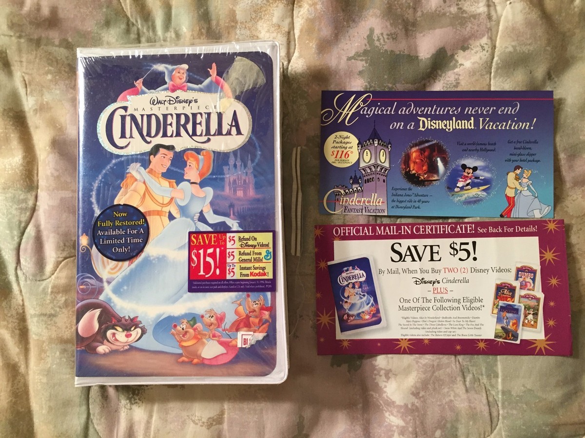Walt Disney Cinderella (VHS, 1995) - with Inserts - Clamshell Case