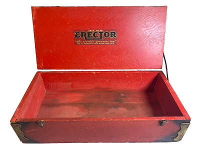 Antique Wood Wooden THE NEW Erector Set Red Box New Haven CT