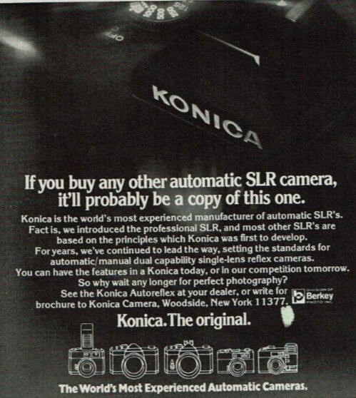 1977 Vintage Print Ad Konica Original If you buy any other automatic SLR camera