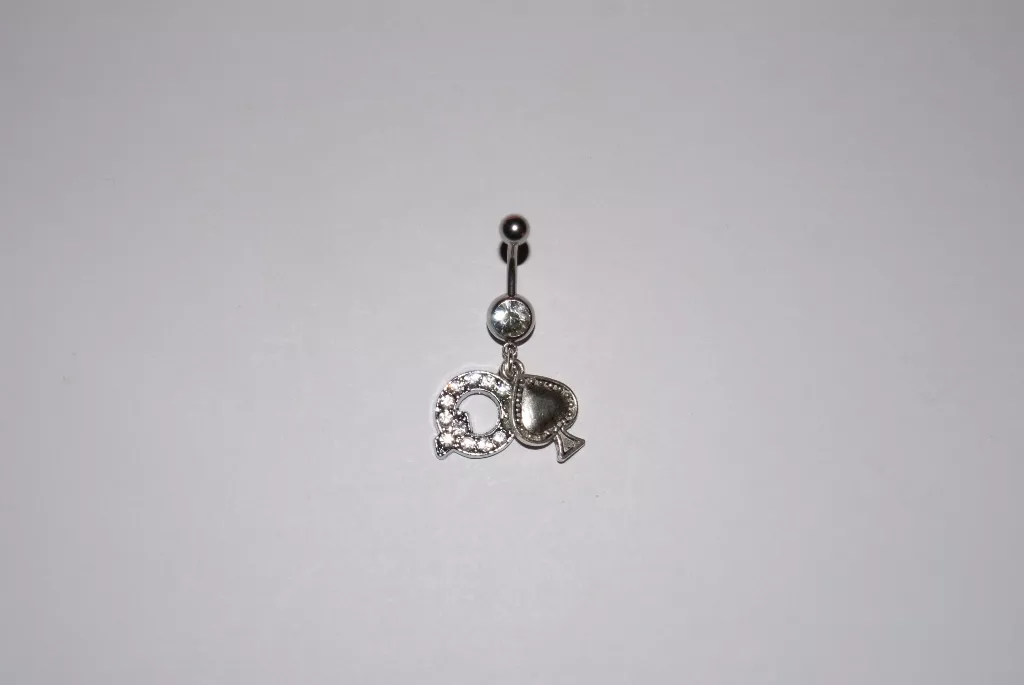 Naval Belly Button Bar Piercing Queen Of Spades BBC Hotwife Cuckold Style 6