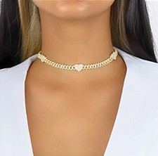 New Gold Plated Heart Charm Choker Necklace