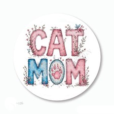 CUTE FLORAL CAT MOM SCRAPBOOK STICKERS ENVELOPE SEALS FAVORS CAT LOVER LABELS