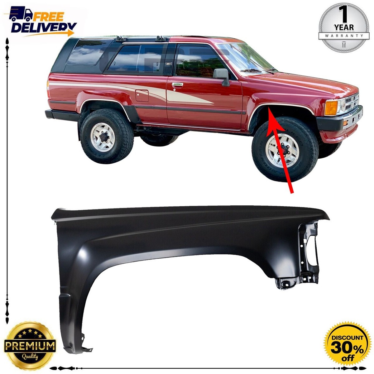 Fender For 1984-1989 Toyota 4Runner Front Passenger Side
