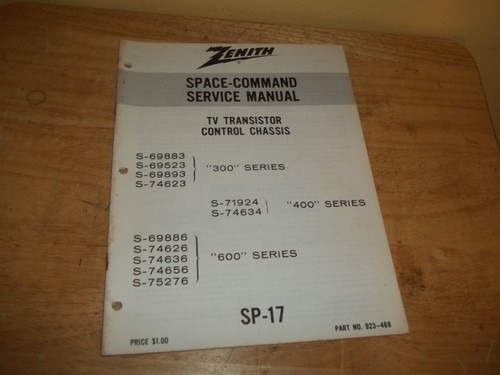 1950s Zenith Space Command TV Remote Service Manuals 300, 400,500 & 600 Series - Picture 3 of 4