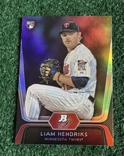 LIAM HENDRIKS - 2012 BOWMAN PLATINUM ROOKIE CARD # 3 - TWINS - RED SOX - MLB. rookie card picture