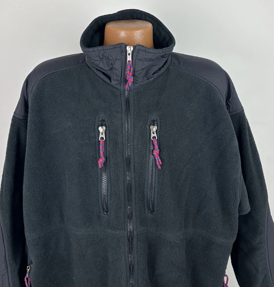 Jaqueta de lã vintage anos 90 EMS masculina XXL preta com zíper completo caminhadas ao ar livre feita nos EUA - Imagem 4 de 4