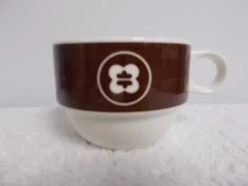 Vintage Villeroy & Boch Ivory & Brown Stackable Porcelain Coffee Tea Cup Mug