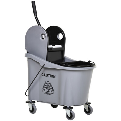 9.5 Gallon 38 Quart Mop Bucket with Wringer Cleaning Cart 4 Moving Wheels 