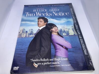 Two Weeks Notice DVD Full Frame Warner Brothers Actors Bullock And Grant D3