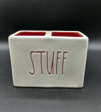 Rae Dunn Artisan Collection "Stuff" Bathroom Toothbrush Makeup Holder Red HTF