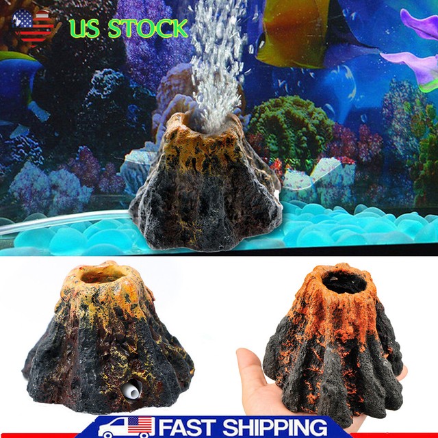 Volcano Shape Aquarium Air Bubble Ornament Stone Fish Tank Oxygen