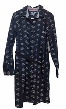 Tommy Hilfiger Woman Shirt Dress Navy Blue/white Print Belt Button Up Cotton 79