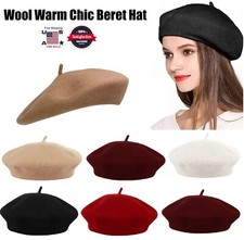 100 Wool Chic French Style Beret Hat Women Girls Classic Winter Warm Beanie Cap