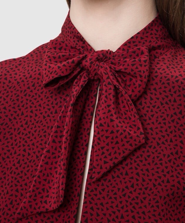 Abito corto in seta con fiocco rosso SAINT LAURENT FR42 NUOVO