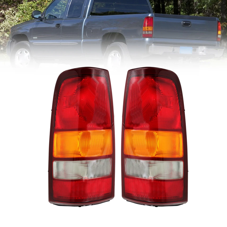 Par de lanternas traseiras vermelhas GMC Sierra 1999-2002 Chevy Silverado 1500 99-06 - Imagem 2 de 4