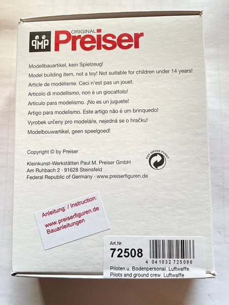Preiser 72508 1:72 Piloten Und Bodenpersonal. Luftwaffe Dr 1935-1945 , Neu & Ovp-image