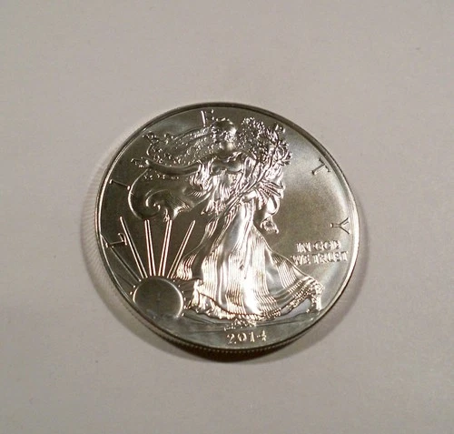 2014 AMERICAN SILVER EAGLE BU COIN NICE WHITE IN CLEAR FLIP