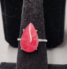 Rhodochrosite Sterling Silver Adjustable Ring sz 6.5