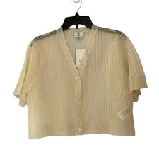 NWT Maryam Nassir Zadeh x J.Crew Sheer Ribbed Shimmer Cardigan Sand - XXLarge