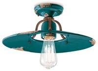Deckenlampe Deckenleuchte Keramik Metall Petrol Shabby Antik Ø 40 Cm E27 Vintage
