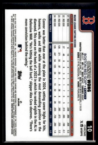 2025 Topps Chrome #10 Connor Wong Raywave Refractors - Picture 2 of 2